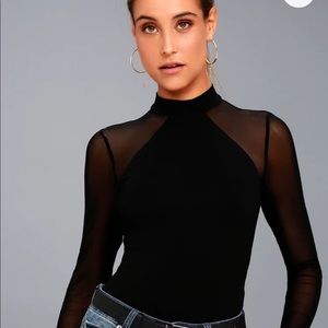NWT Lulus Sheer sleeve and back bodysuit